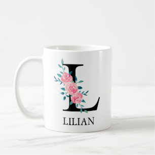 Mug Monogramme Aquarelle Lettre Unique Personnalisée L
