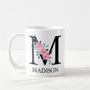 Mug Monogramme Aquarelle Lettre Unique Personnalisée M