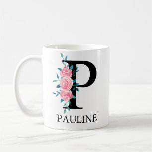 Mug Monogramme Aquarelle Lettre Unique Personnalisée P