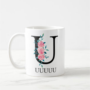 Mug Monogramme Aquarelle Lettre Unique Personnalisée U