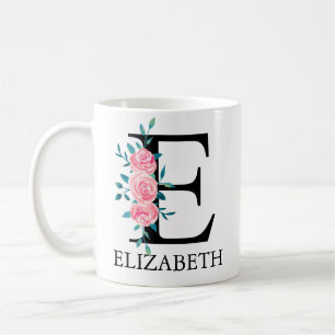 Mug Monogramme aquarelle personnalisé lettre unique E