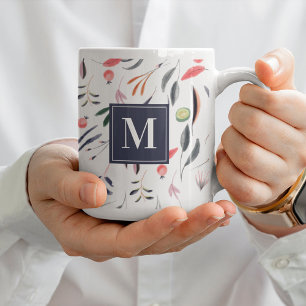 Mug Monogramme Aquarelle végétale