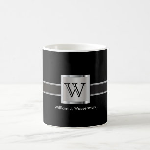 Mug Monogramme Argent, gris et noir