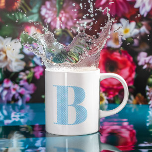Mug Monogramme Bébé Bleu et Blanc à pois