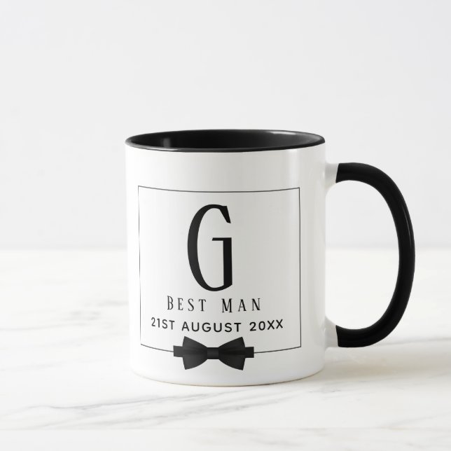 Mug Monogramme BEST MAN Groomsmen Groomsman Black Crav (Droite)