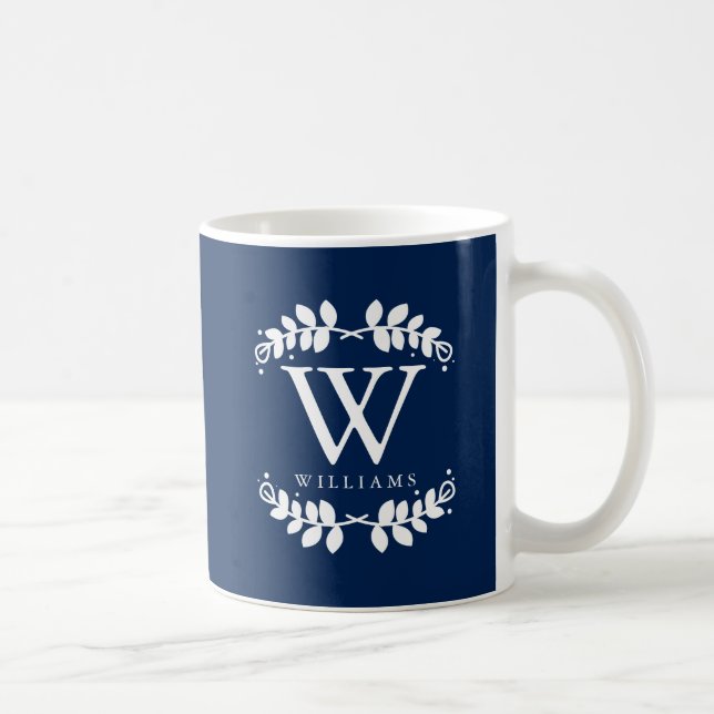 Mug Monogramme bleu marine tendance (Droite)