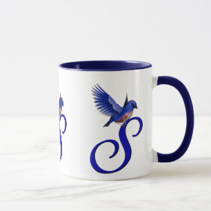 Mug Monogramme Bluebird Initial S Élégant