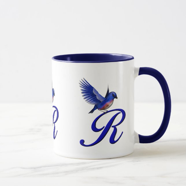 Mug Monogramme Bluebird Initiale R Élégant (Droite)