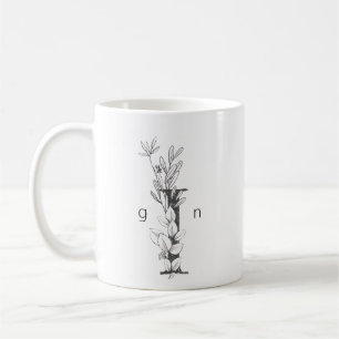 Mug Monogramme Botanique Floral Texte Élégant Person