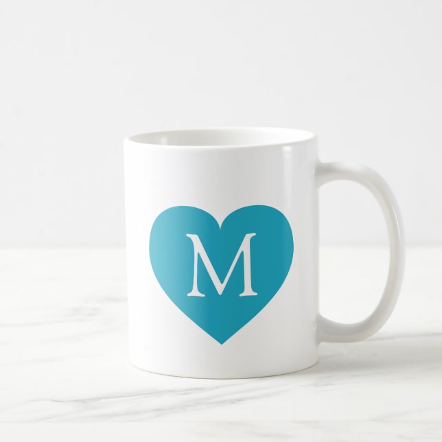 Mug Monogramme cardiaque Turquoise (Droite)