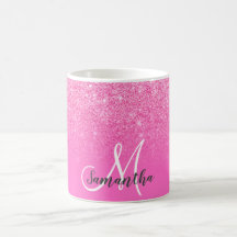 Monogramme chic rose parties scintillant ombre ajo
