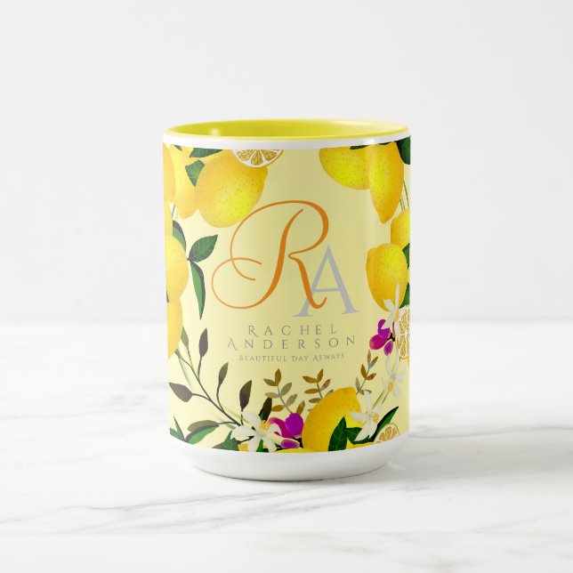 Mug Monogramme citron jaune (Centre)