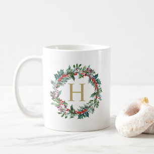 Mug Monogramme classique de vacances de guirlande