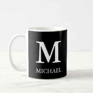 Mug Monogramme classique minimaliste noir et blanc