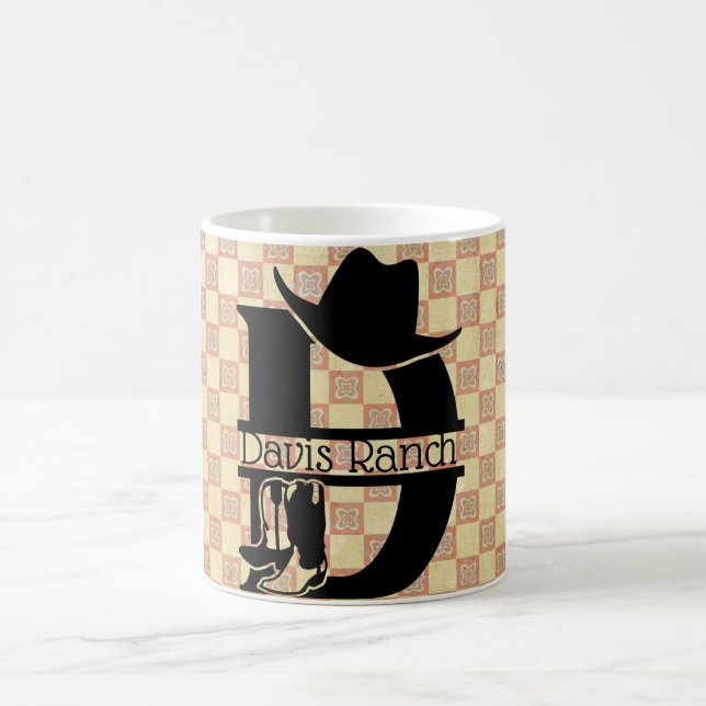 Mug Monogramme Cowboy 'D' divisé (Centre)