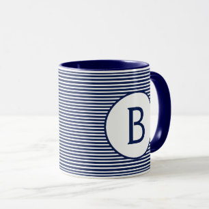 Mug Monogramme de bande bleue de la marine