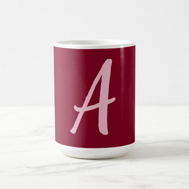 Mug Monogramme de calligraphie rouge Bourgogne (Centre)