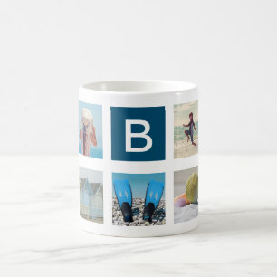 Mug Monogramme de collection Carrés photo personnalisé