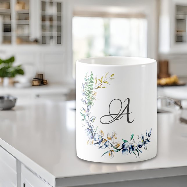 Mug Monogramme de couronne botanique chic (Créateur téléchargé)