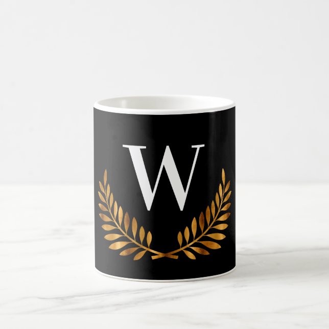 Mug Monogramme de couronne d'or noir (Centre)
