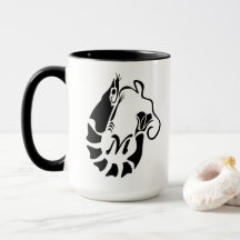 Monogramme de crevettes en forme de crayon noir
