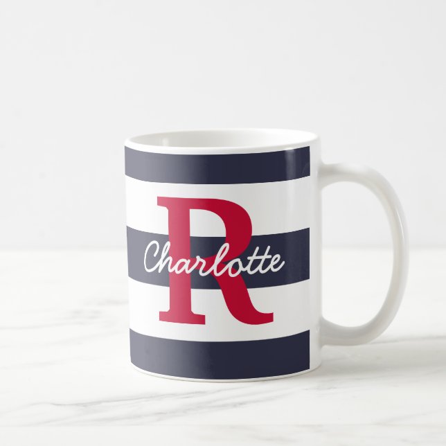 Mug Monogramme de Crimson de la Marine (Droite)