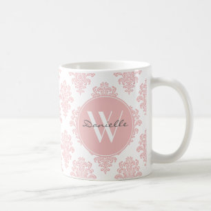 Mug Monogramme de Damas rose Fille