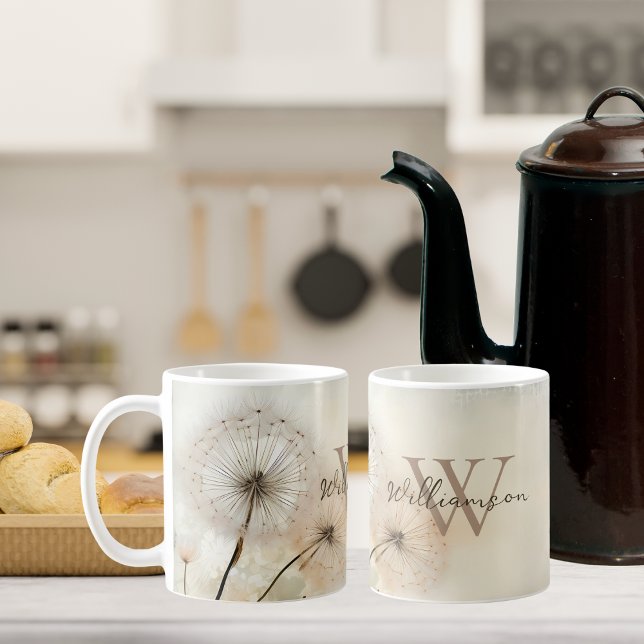 Mug Monogramme de Dandelions Rustiques (Créateur téléchargé)