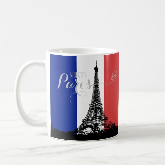 Mug Monogramme de drapeau de la France de Tour Eiffel (Gauche)