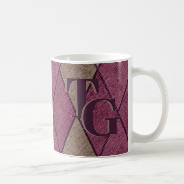 Mug Monogramme de Jacquard de diamant rouge classique  (Droite)