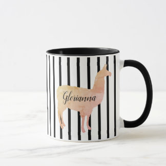 Mug Monogramme de lama rose à deux côtés