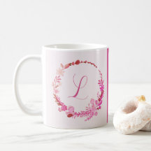 Monogramme de lettre initiale floral rose élégant 