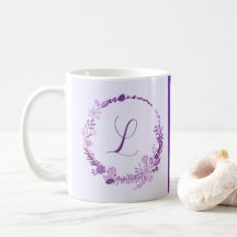 Monogramme de lettre initiale floral violet élégan