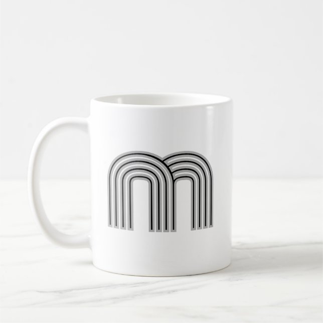 Mug Monogramme de lettre initiale noir blanc moderne é (Gauche)