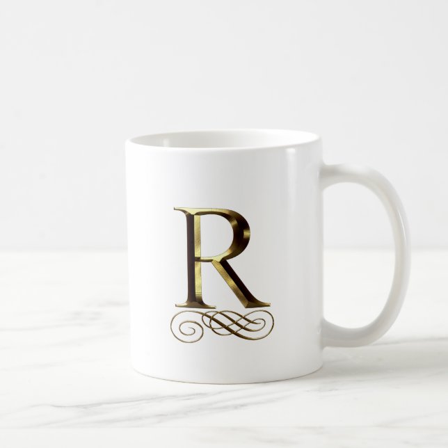 Mug Monogramme de l'or" R" de VIP (Droite)