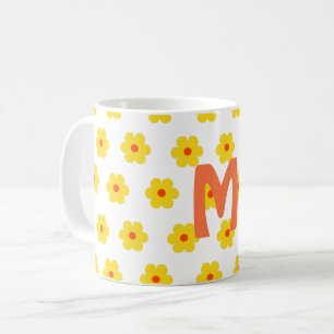 Mug monogramme de marguerite moderne minimaliste