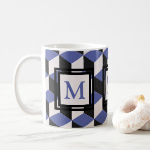 Mug Monogramme de Motif géométrique violet moderne