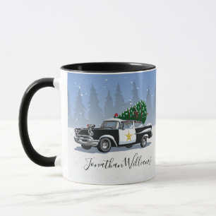 Mug Monogramme de neige sur les arbres de Noël des vo