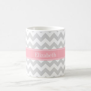 Mug Monogramme de nom de rose de zigzag de Chevron de