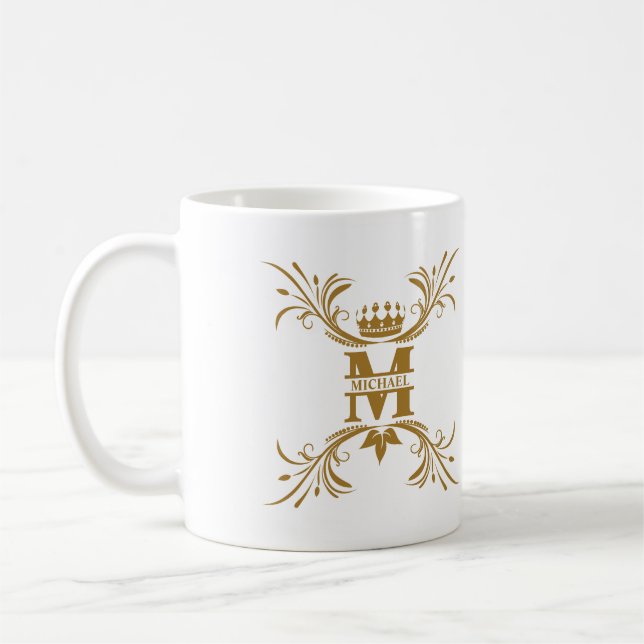 Mug Monogramme de nom d'or Art déco vintage (Gauche)