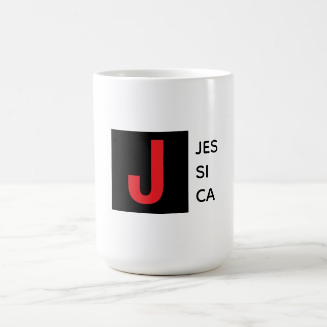 Mug Monogramme de nom professionnel élégant moderne (Centre)