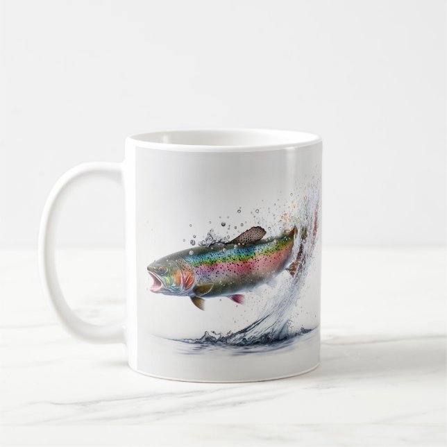 Mug Monogramme de pêche à la truite arc-en-ciel (Gauche)