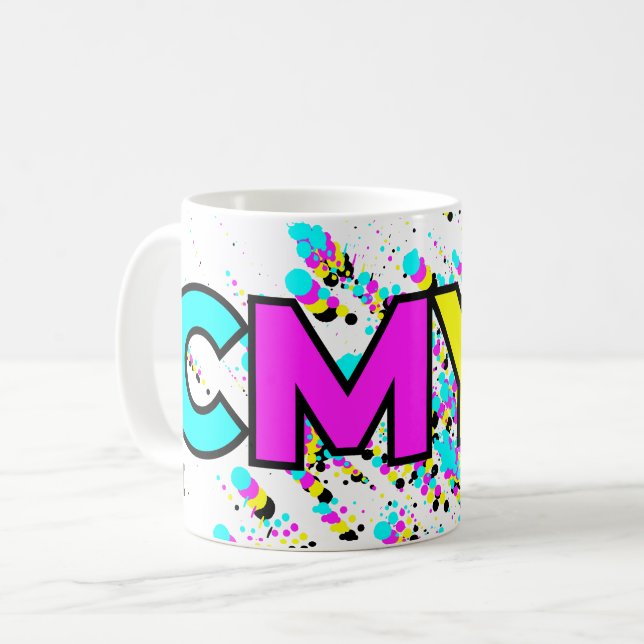 Mug Monogramme de peinture CMJN (Devant gauche)