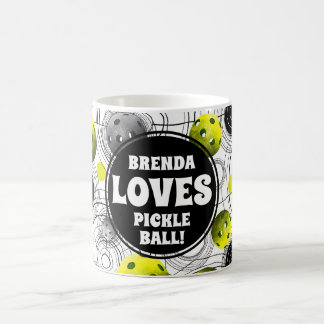 Mug Monogramme de pickleball vert citron