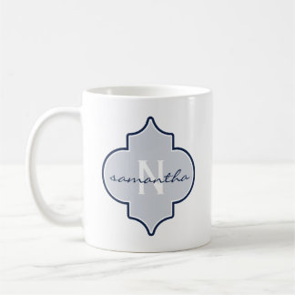 Mug Monogramme de Quatrefoil de la Marine