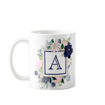Monogramme de rose florale bleue