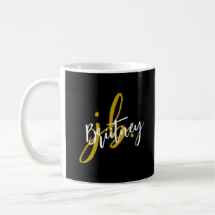 Mug Monogramme de script noir et or