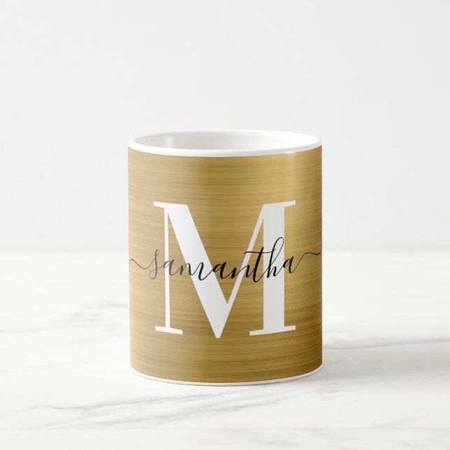 Mug Monogramme de signature d'or métallique (Centre)