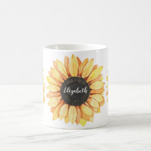 Mug Monogramme de tournesol personnalisé