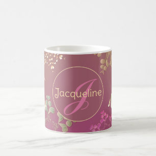 Mug Monogramme de vacances Snowflakes et rennes